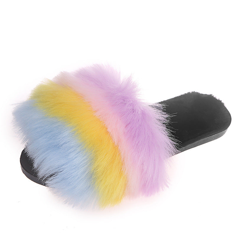 2024 european and american export plus size fuzzy slippers - women's warm, colorful, thick-soled, home cotton slippers - in stock