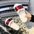 Amazon plus size one-strap plush slippers - new autumn/winter indoor/outdoor warm cotton slippers - thickened open-toe fuzzy slippers