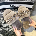 imitation rabbit fur slippers fall and winter new arrival fur women's slippers pearl outwear home fur slippers women's one piece dropshipping
