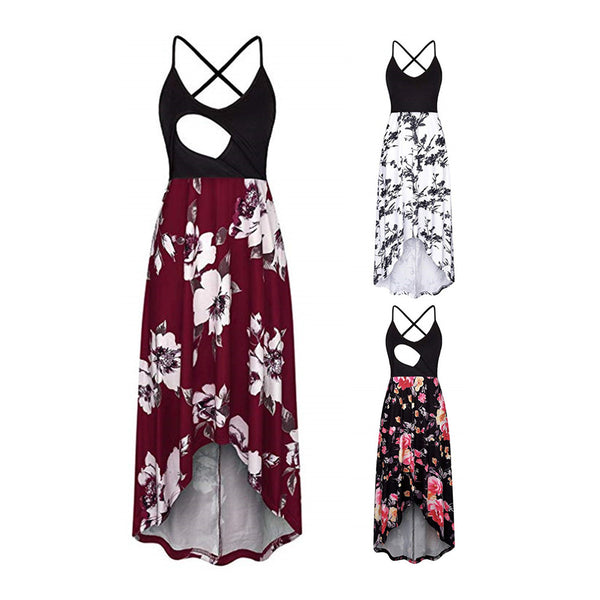 2021EBAY summer European and American maternity clothing  WISH printing suspender contrasting color splicing breastfeeding sleeveless dress