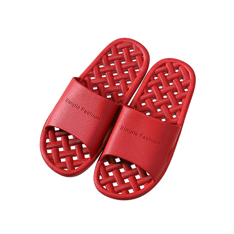 Women's summer indoor slippers, men's bathroom slippers, couple's hollow-out drainage soft sole non-slip slippers, breathable and comfortable