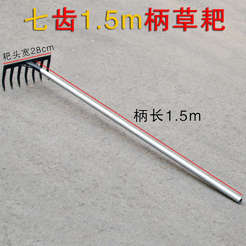 Agricultural rake, nine-tooth nail rake, flat ground turning soil and loosening soil, grass rake manufacturer, iron rake, multi-tooth rake, farm tool, grass rake, weeding