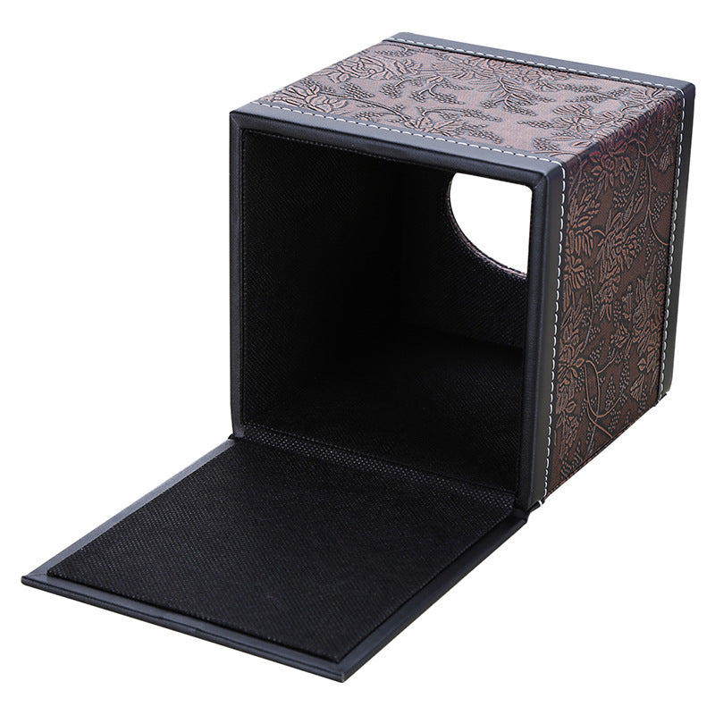 Leather Cylinder Roll Paper Box Premium Light Luxury Square Tissue Tube Marble Pattern Living Room Coffee Table Tissue Box Wholesale