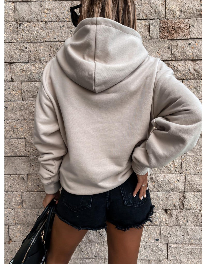 EBAY  popular, autumn and winter long-sleeved solid color pullover hooded sweater top women's clothing