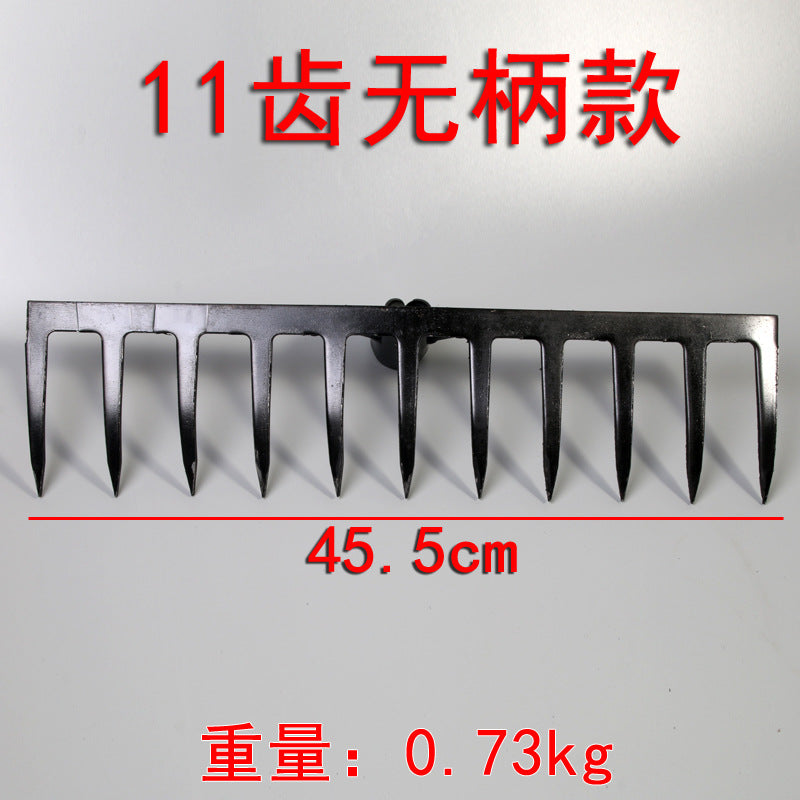 Agricultural rake, nine-tooth nail rake, flat ground turning soil and loosening soil, grass rake manufacturer, iron rake, multi-tooth rake, farm tool, grass rake, weeding