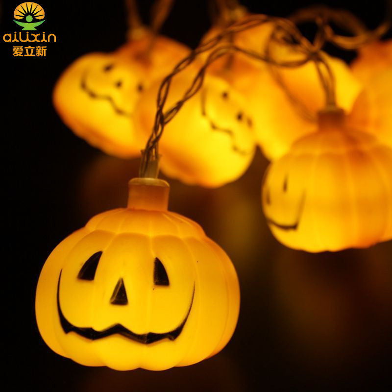 Hot-selling LED pumpkin light string Halloween party light string Festive atmosphere decorative battery box LED pumpkin light string
