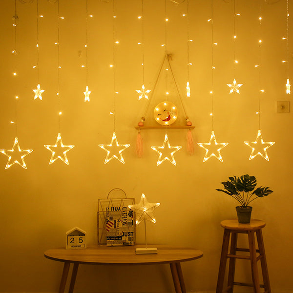 Manufacturer wholesale decorative lights star lights led lights string pentagram curtain lights christmas wedding lights