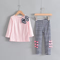 European and american spring new girls' export pure cotton long-sleeved striped pants set, girls' autumn and winter export korean style children's clothing
