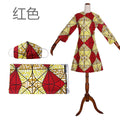 African women's fashion: european and american cross-border e-commerce,   new collection - wax print dress with matching headscarf and face mask