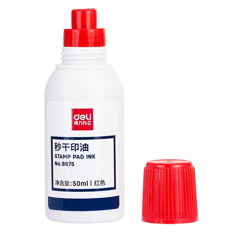 Deli second dry printing oil 9875 (red) 50ml second dry printing oil, quick-drying environmental protection seal
