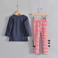 European and american spring new girls' export pure cotton long-sleeved striped pants set, girls' autumn and winter export korean style children's clothing