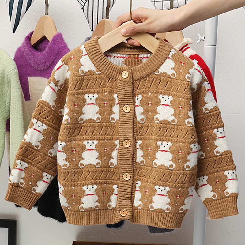 autumn new children's cardigan sweater cartoon jacket boys girls versatile korean style cardigan baby top