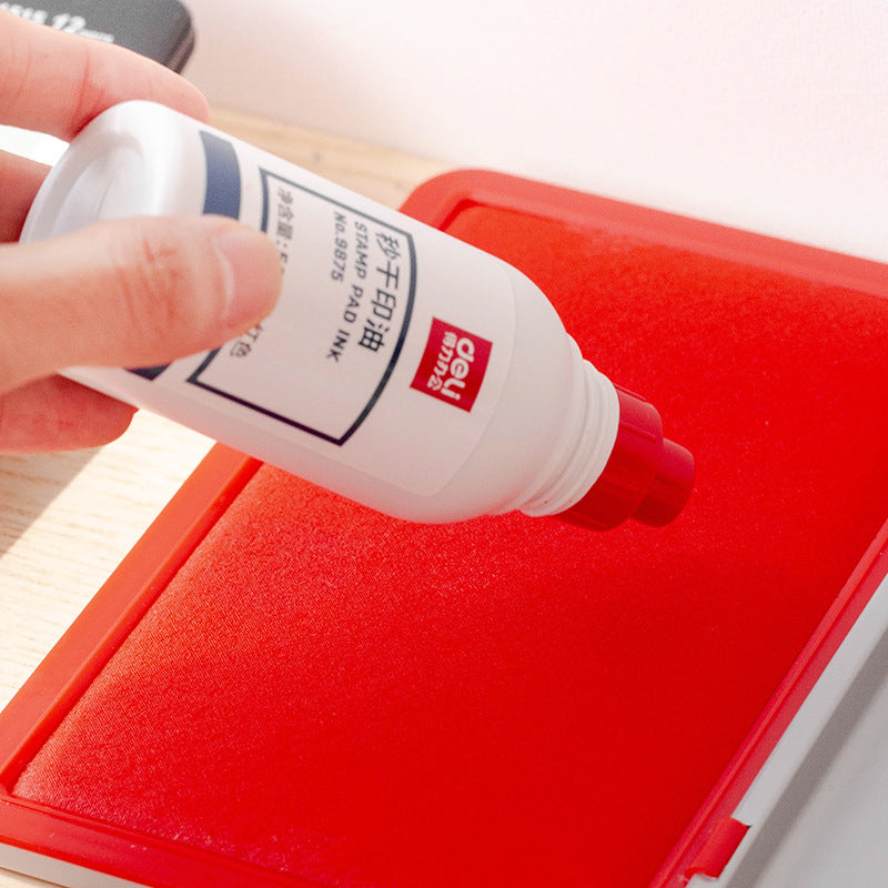 Deli second dry printing oil 9875 (red) 50ml second dry printing oil, quick-drying environmental protection seal