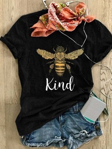 2025 cross-border kind big bee print women's t-shirt, loose fit european and american style top, women's t-shirt, hot-selling european and american cross-border style