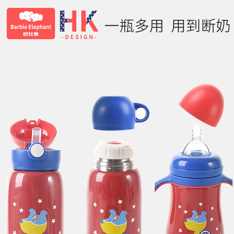 Bao hui children's insulated sippy cup with straw - dual-use baby thermos bottle, training cup, stainless steel water bottle for toddlers
