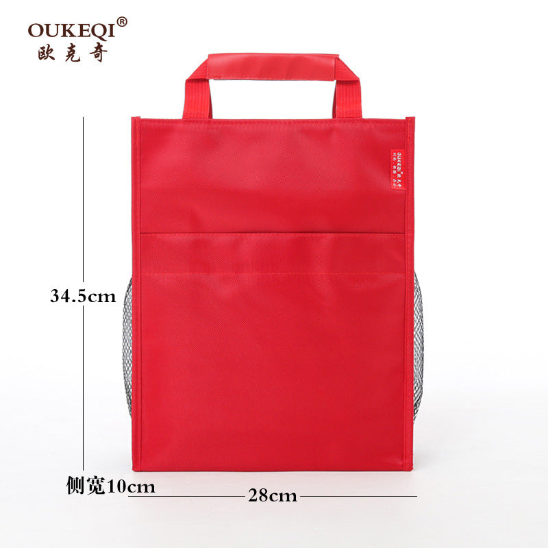 Large capacity student canvas tote file bag, double-layer document bag, book carrier, tutoring bag, training bag - customizable with printed logo