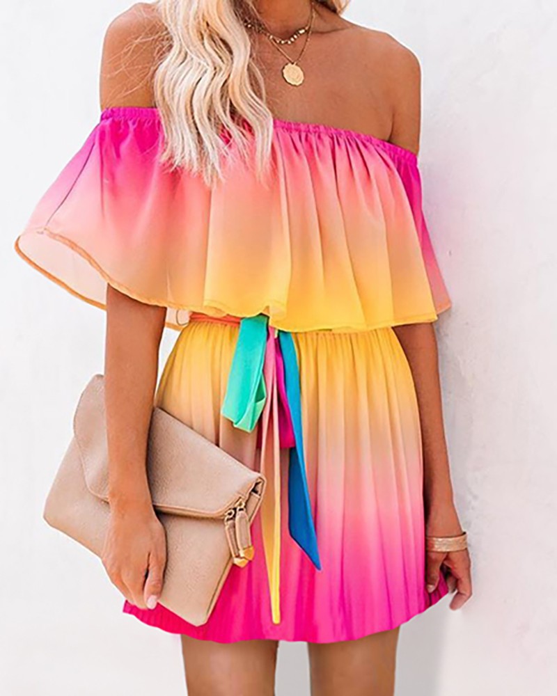 new foreign trade  style printed maxi dress gown   off-the-shoulder cross-border fashion dress