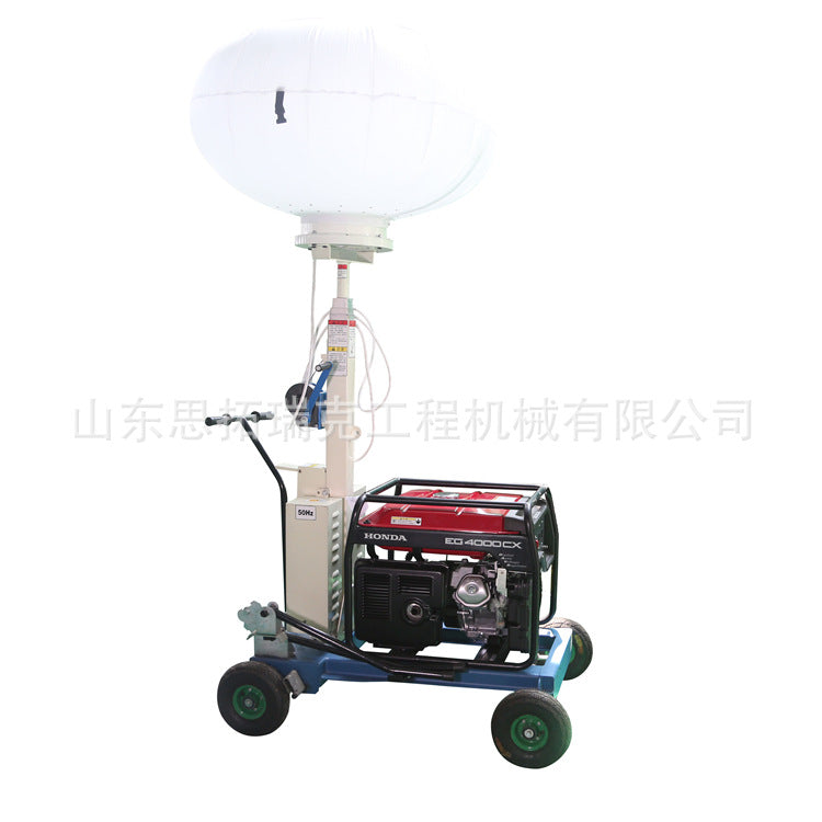 Height 5 meters mobile lighting car, hand push diesel generator set night construction mobile lighting car