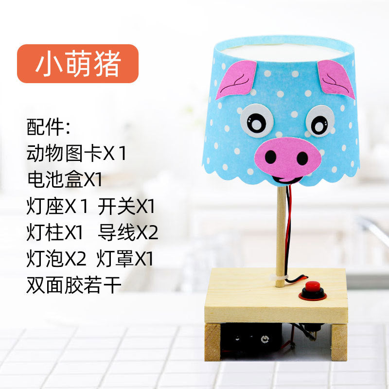 Science experiment DIY cartoon desk lamp technology small production stem maker educational material package students, children's handmade