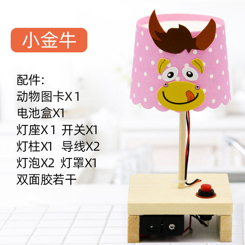 Science experiment DIY cartoon desk lamp technology small production stem maker educational material package students, children's handmade