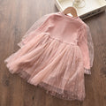 Insautumnew arrivalgirllong sleevessdressgirl stylesequin puff sleeveknitting gauze skirtkids skirt