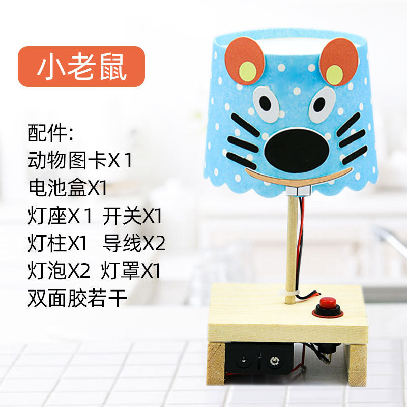 Science experiment DIY cartoon desk lamp technology small production stem maker educational material package students, children's handmade