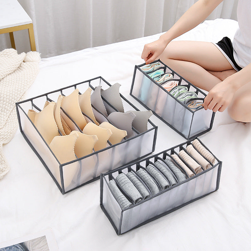 Mesh transparent wardrobe nylon underwear underwear drawer fabric storage box household socks storage bag wholesale