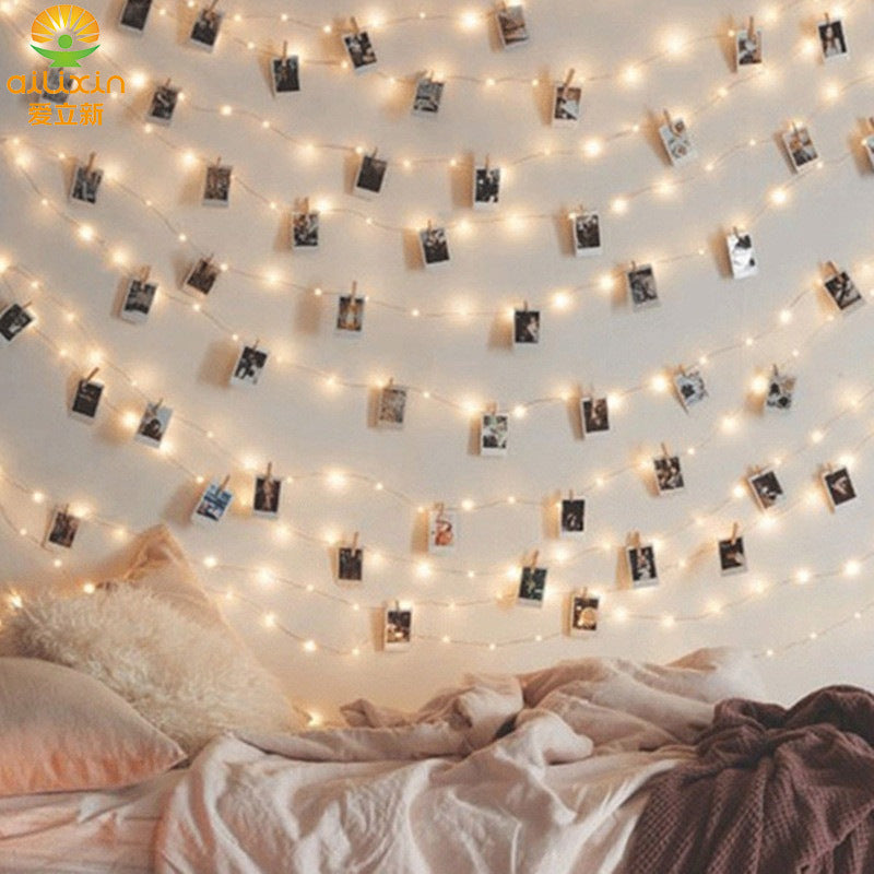 Battery box copper wire clip light string gypsy Internet celebrity photo wall decorative light dormitory room photo usb