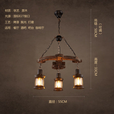 American rural retro boat wood chandelier industrial style creative nostalgic bar decoration manga coffee restaurant wood lighting