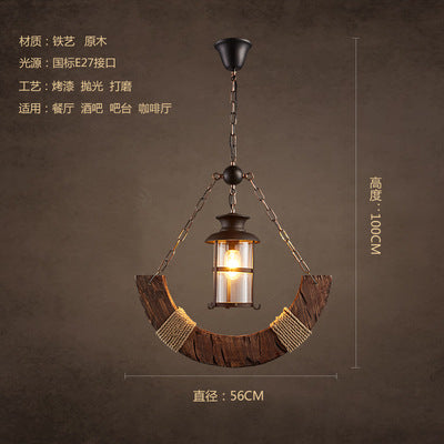 American rural retro boat wood chandelier industrial style creative nostalgic bar decoration manga coffee restaurant wood lighting