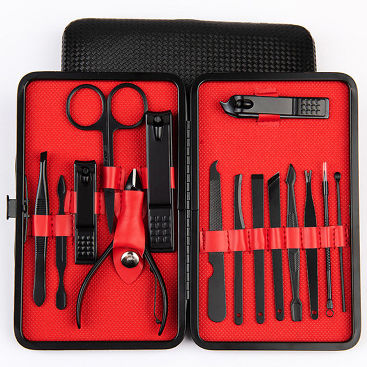 Wholesale stainless steel black nail clippers & nail scissors 18-piece set - beauty & manicure nail care tool kit