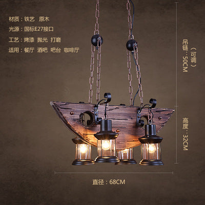 American rural retro boat wood chandelier industrial style creative nostalgic bar decoration manga coffee restaurant wood lighting