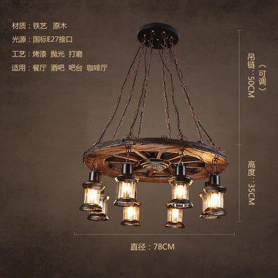 American rural retro boat wood chandelier industrial style creative nostalgic bar decoration manga coffee restaurant wood lighting