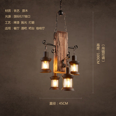 American rural retro boat wood chandelier industrial style creative nostalgic bar decoration manga coffee restaurant wood lighting