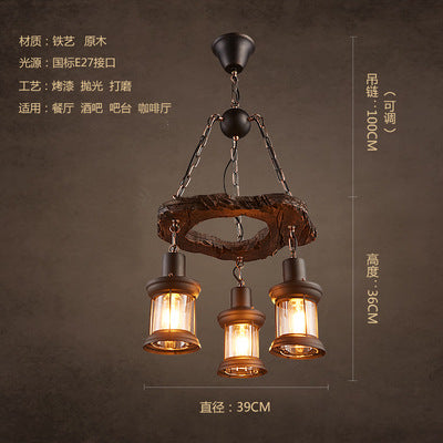 American rural retro boat wood chandelier industrial style creative nostalgic bar decoration manga coffee restaurant wood lighting