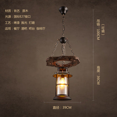 American rural retro boat wood chandelier industrial style creative nostalgic bar decoration manga coffee restaurant wood lighting