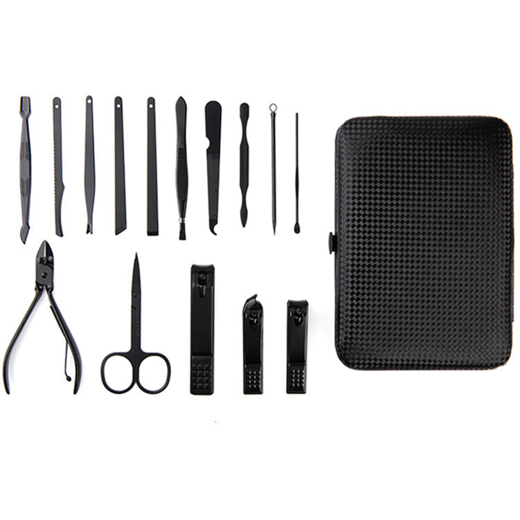 Wholesale stainless steel black nail clippers & nail scissors 18-piece set - beauty & manicure nail care tool kit