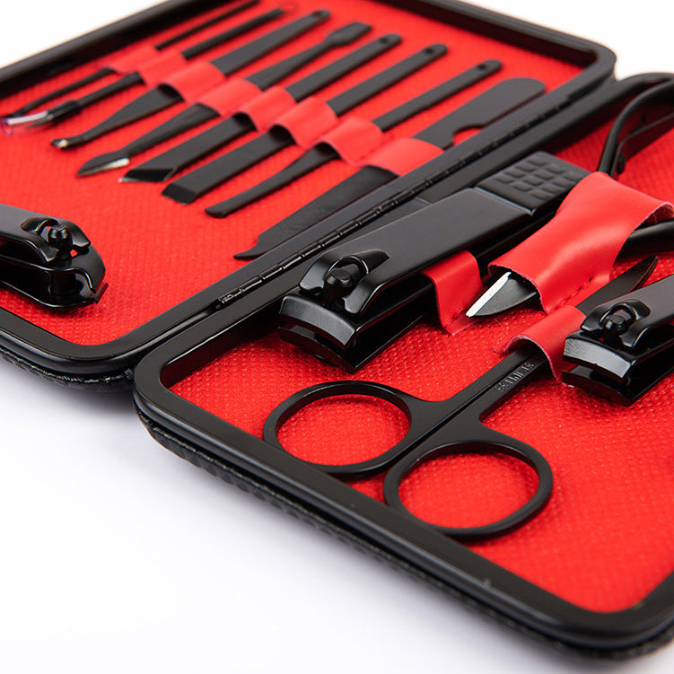 Wholesale stainless steel black nail clippers & nail scissors 18-piece set - beauty & manicure nail care tool kit