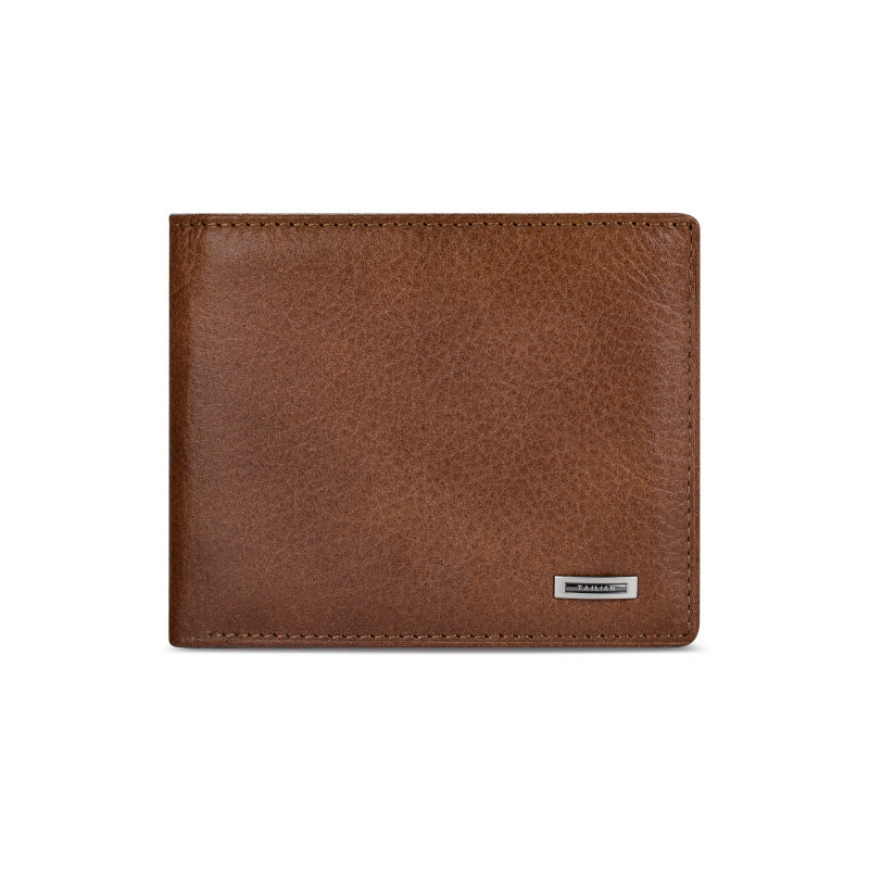 Cross-border men's leather short wallet business multi-functional change cowhide classic wallet purse gift box