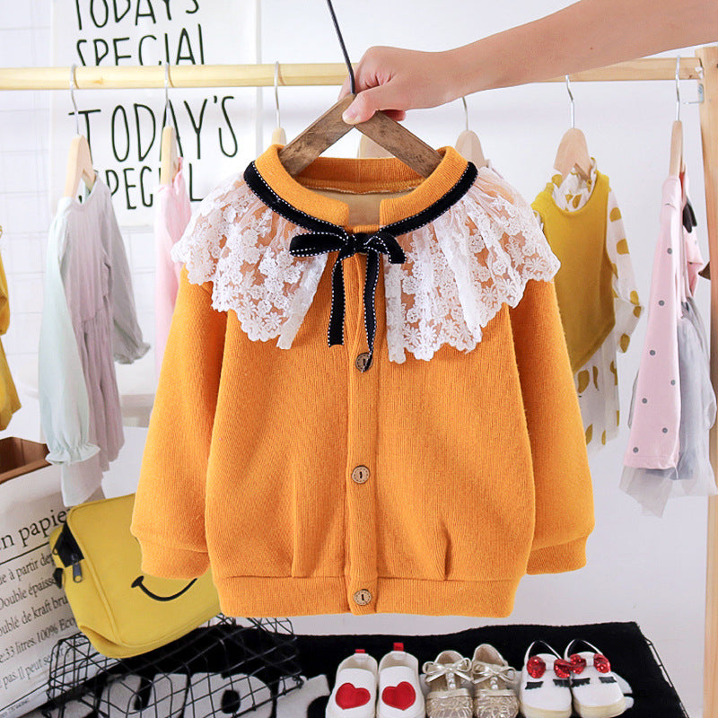 Girls' trendy outfit set: 2020 new style baby girl knitted cardigan and tulle skirt princess two-piece set