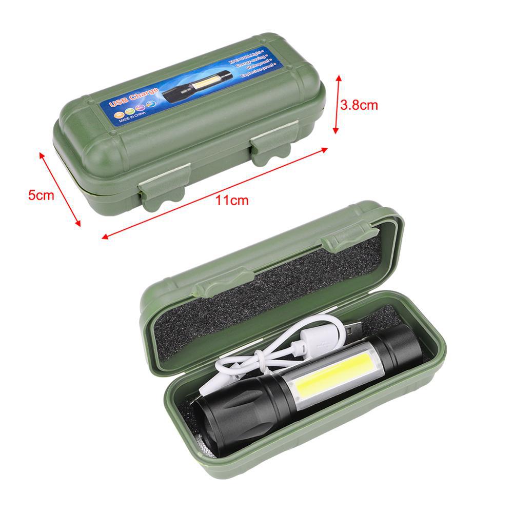 Cross-border mini LED flashlight USB charging outdoor waterproof telescopic zoom aluminum alloy COB small flashlight