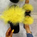 fashion ostrich hair slippers women's autumn winter new arrivalflatsplus size home indoor and outdoor slippers