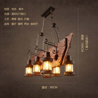 American rural retro boat wood chandelier industrial style creative nostalgic bar decoration manga coffee restaurant wood lighting