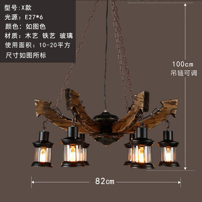 American rural retro boat wood chandelier industrial style creative nostalgic bar decoration manga coffee restaurant wood lighting