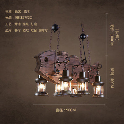 American rural retro boat wood chandelier industrial style creative nostalgic bar decoration manga coffee restaurant wood lighting