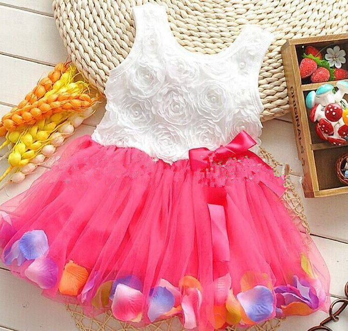 new korean style girls' dress - ethereal petal print, perfect for export. wholesale and dropshipping available