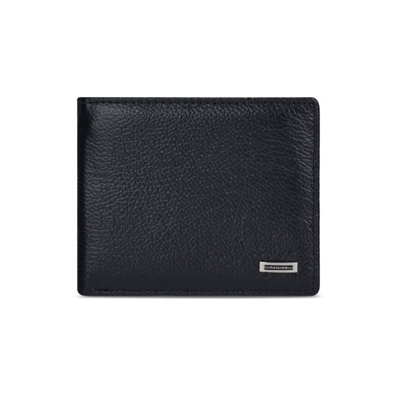 Cross-border men's leather short wallet business multi-functional change cowhide classic wallet purse gift box