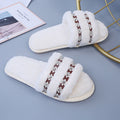 2024fall and winter fur slippers women's home large size heattech floor shoes rhinestone heattech one-line outwear fur cotton slippers