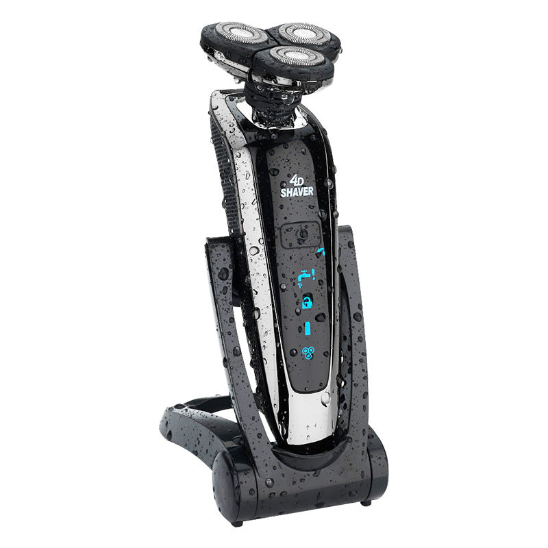 Three-head full body washable electric shaver - 4-in-1 smart shaving kit for home use - includes sideburn trimmer & triple-head floating system
