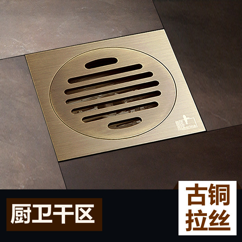 Submarine floor drain genuine turquoise bronze package brushed matte surface antique set European retro all copper deodorant